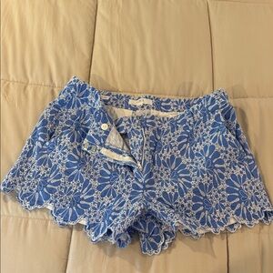 LOFT Blue and White Floral Riviera Shorts